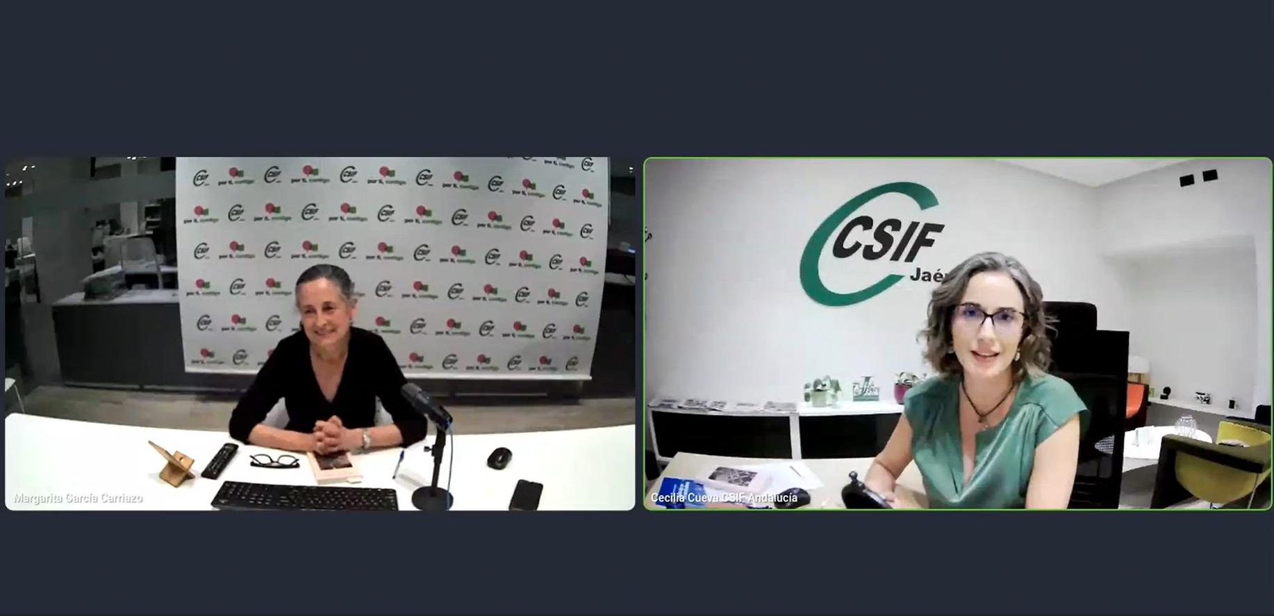 Margarita García y Cecilia Cuevas en el trasnscurso de la jornada