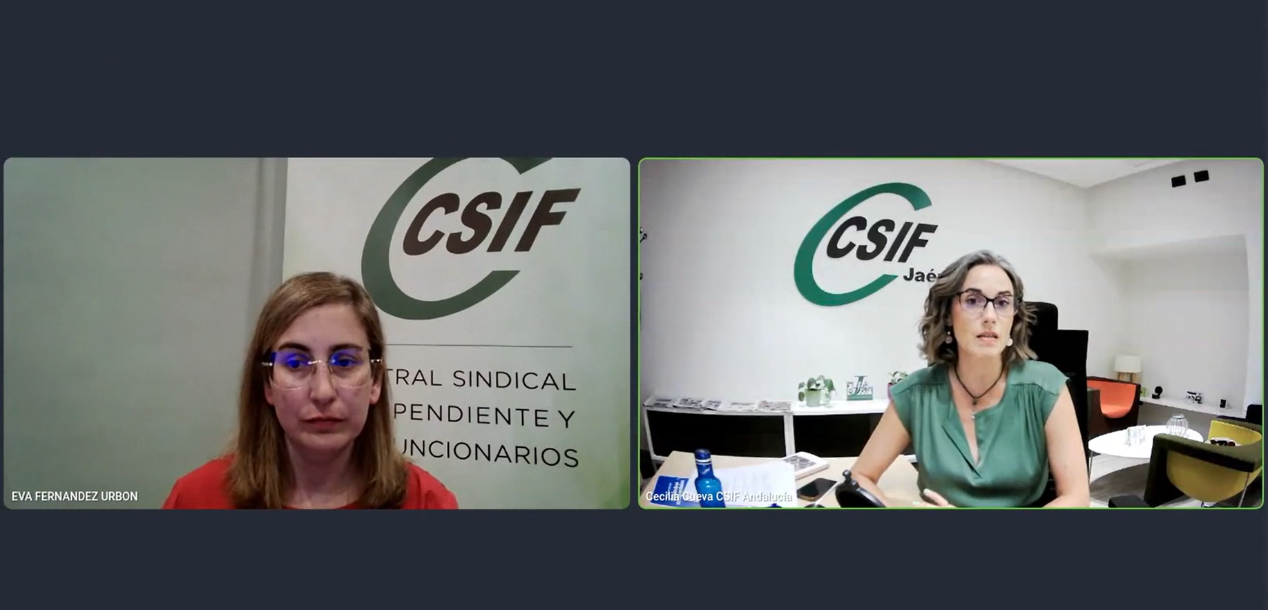 Eva Fernández y Cecilia Cuevas en el trasnscurso de la jornada