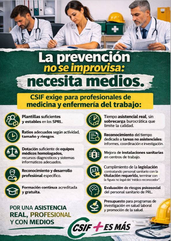 Cartel de médicos y enfermeras
