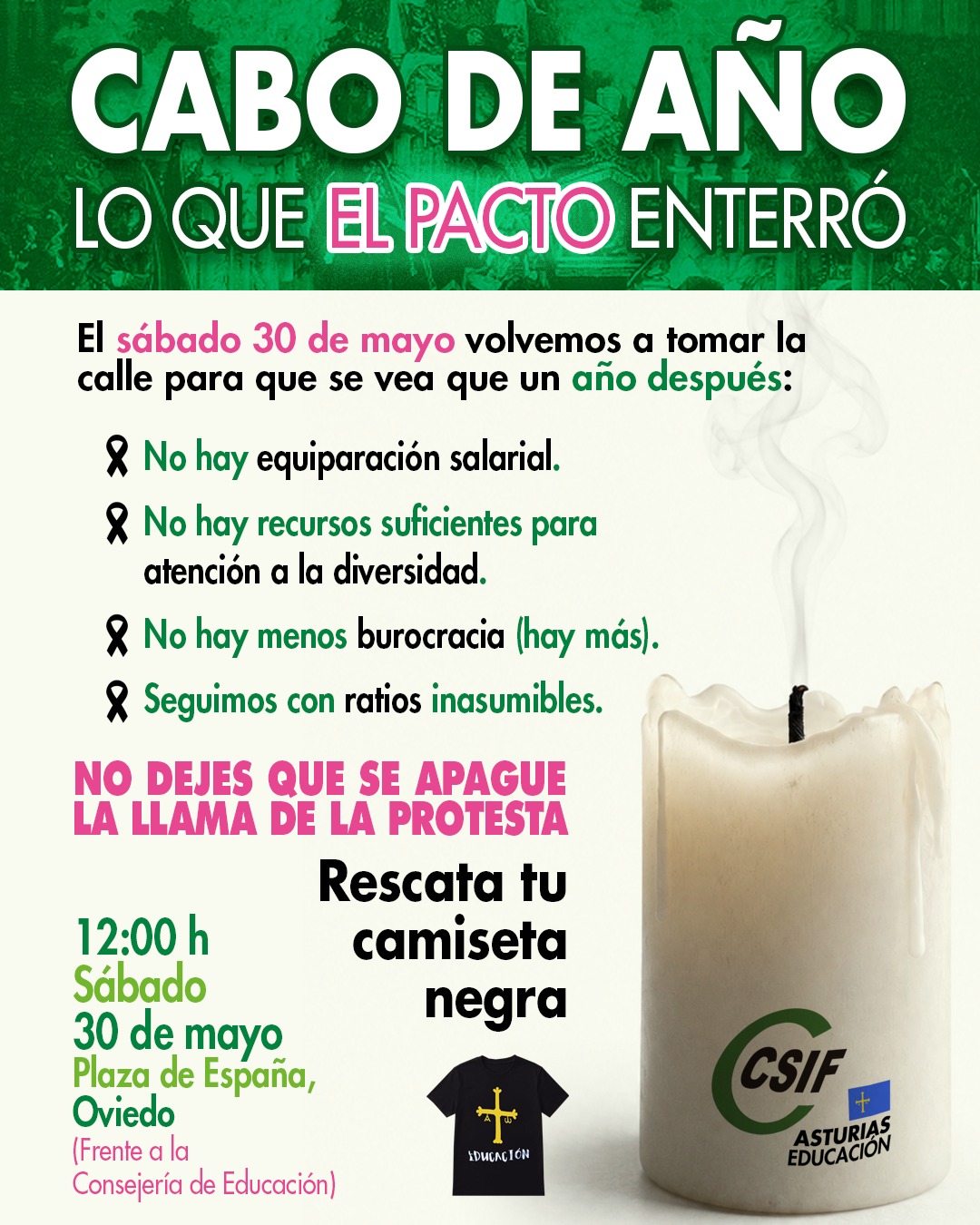 CSIF - CABO DE AÑO PACTO ASTURIAS EDUCA 03- CAMISETA NEGRA
