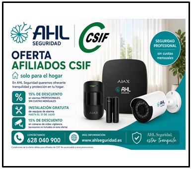 15% de descuento en alarmas profesionales y 15% de descuento en cámaras de videovigilancia (accesorios no incluidos)