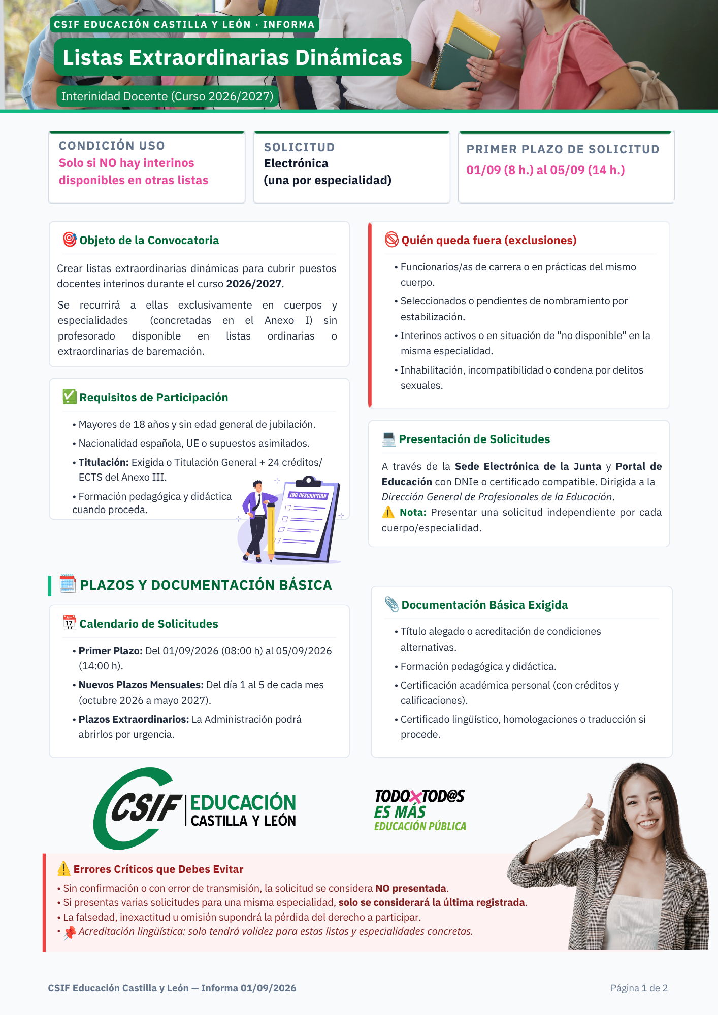 CSIF INFORMA Listas Extraordinarias Dinámicas - página 1 de 2